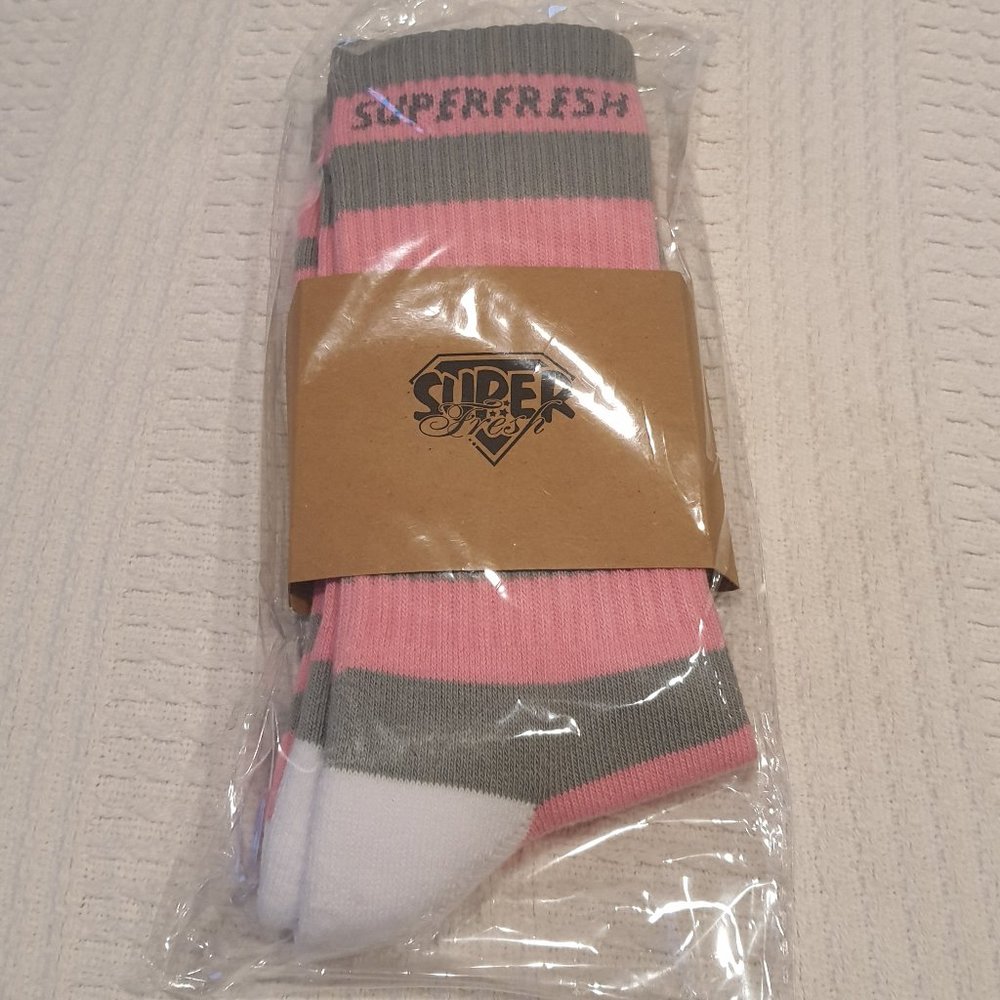SuperFresh Pink Striped Socks NWT